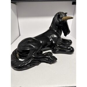 VTG Mystical Fantasy Statue Unicorn Magic Horse Figurine 80s Black Resin Large